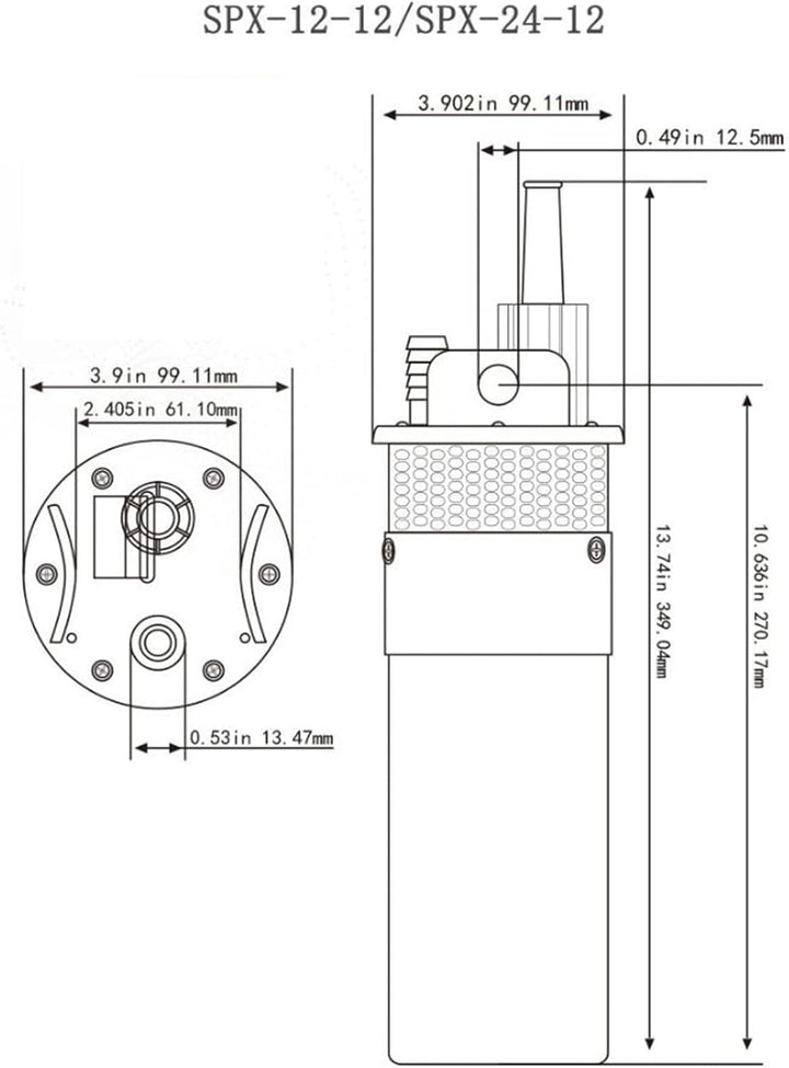 24VDC Tiefbrunnen-Tauchpumpen aus Edelstahl, 120W Tiefbrunnenpumpe, 230 ft. Förderhöhe, Unterwasserp