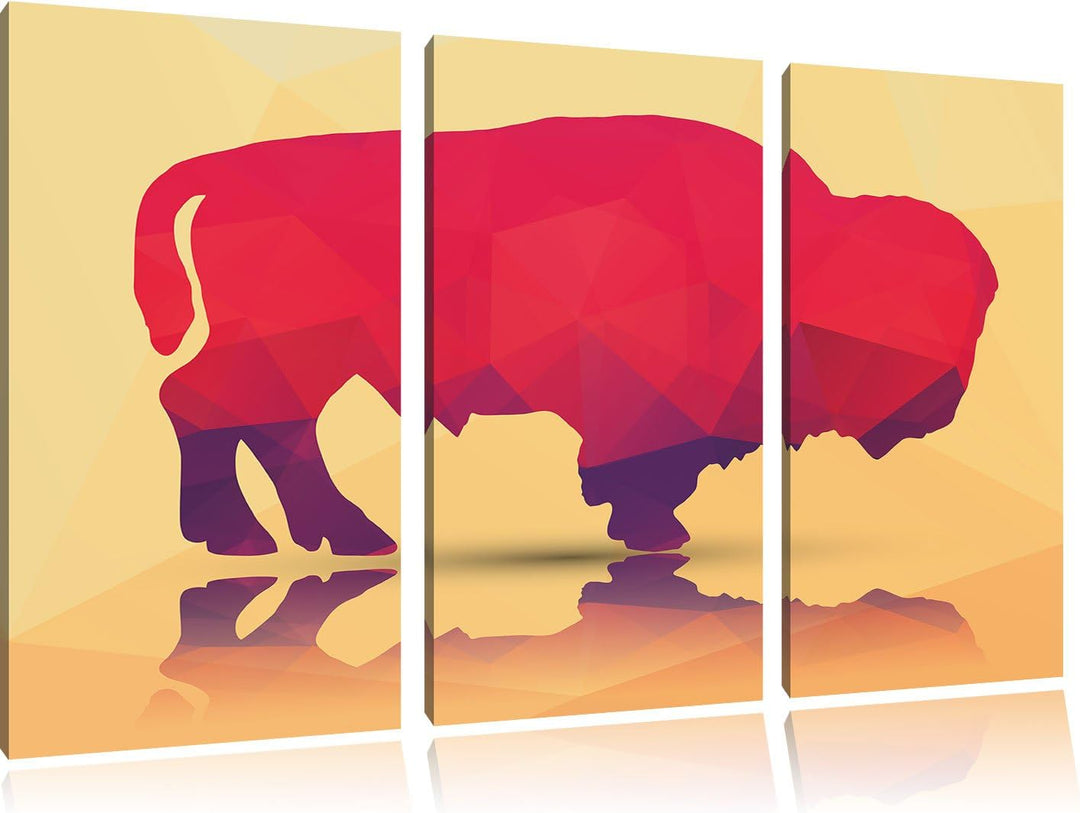 Pixxprint starker Vector Büffel als Leinwandbild/Grösse: 3 Teilig (120x80) cm/Wandbild/Kunstdruck/fe