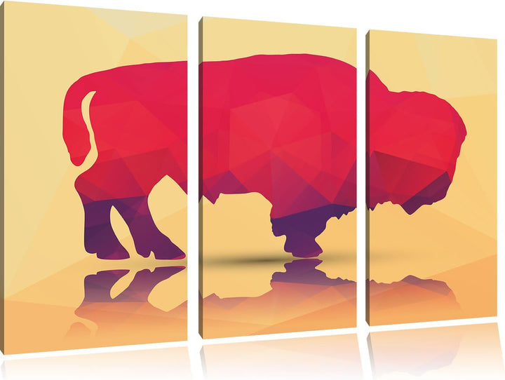 Pixxprint starker Vector Büffel als Leinwandbild/Grösse: 3 Teilig (120x80) cm/Wandbild/Kunstdruck/fe