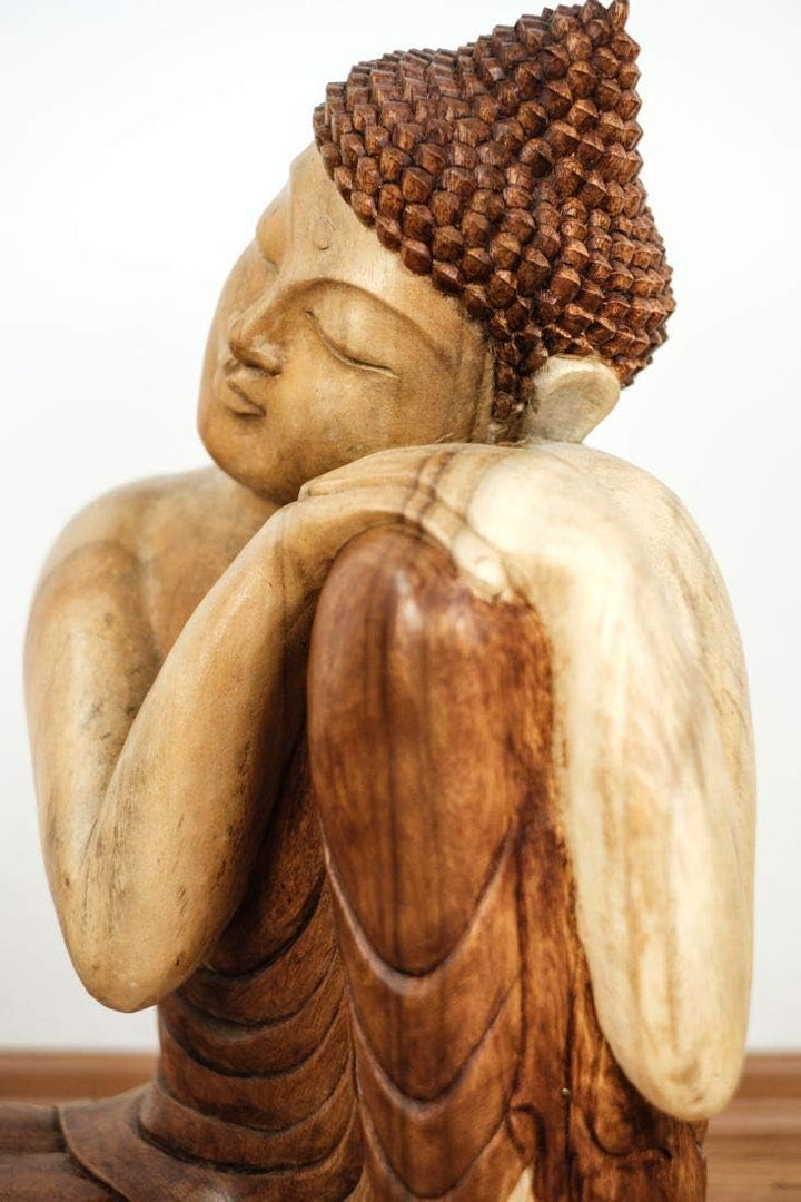 livasia Buddha Figur aus Holz 50cm hoch – Balinesische Handwerkskunst – Buddha Figuren aus Suarholz,