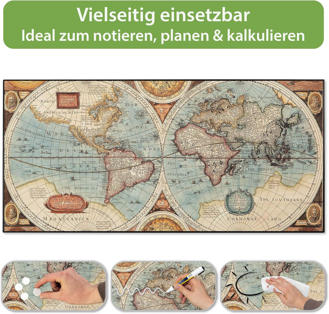 banjado Magnettafel schwarz 78 x 37cm / Magnetwand Metall/Magnetpinnwand als Memoboard/Pinnwand Magn