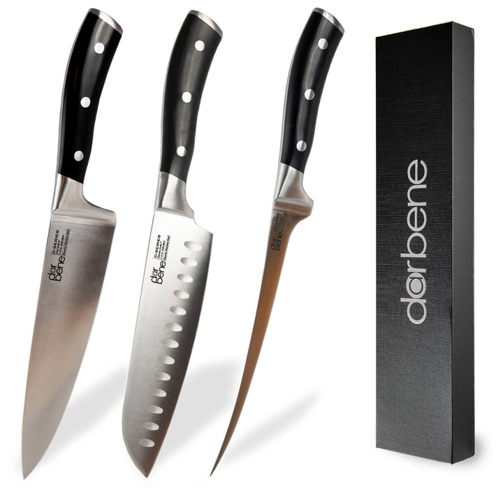 DarBene C-Series 3teilig Profi Küchenmesser aus deutschem Edelstahl, Filetiermesser 18cm, Chefmesser