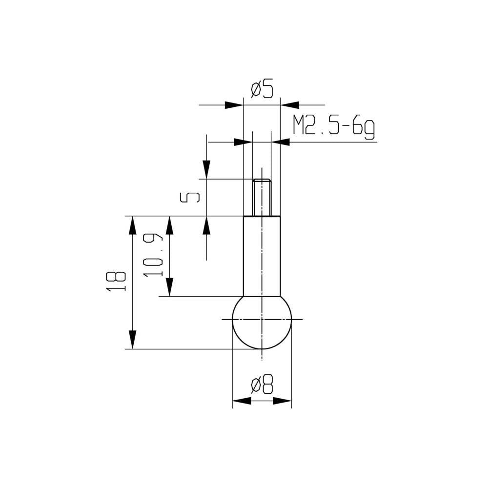 Messeinsatz für Messuhr Ã˜ 8,0 mm Typ: 110 Stahl rostfrei 573/19 8