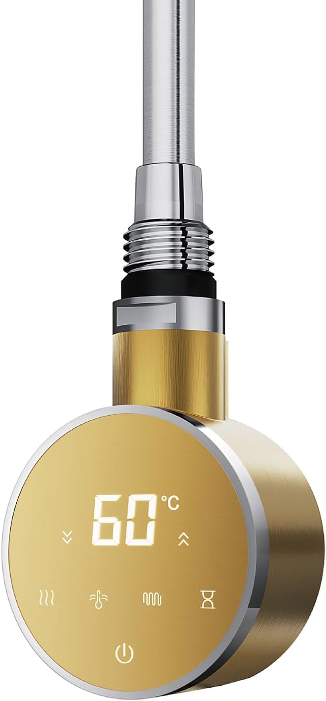 Heizstab 600W für Badheizkörper Elektrisch mit Thermostat, Vollbild Touch Bedienung, Einfach &amp; Effiz