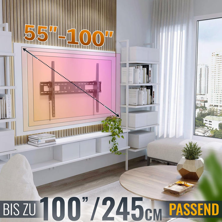 RICOO TV Wandhalterung Fernseher Halterung Neigbar für 55-100 Zoll Fernsehhalterung für Wand N2396 U
