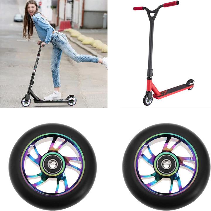2 STK. 100mm Scooter Räder Ersatz Kompatibel mit Rexco Kompatibel mit Vocul Etc. Pro Stunt Scooters