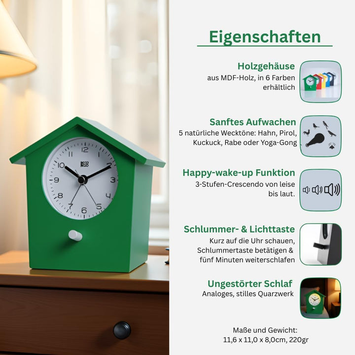KOOKOO EarlyBird Grün, Vogelstimmenwecker mit Aufnahmen aus der Natur oder