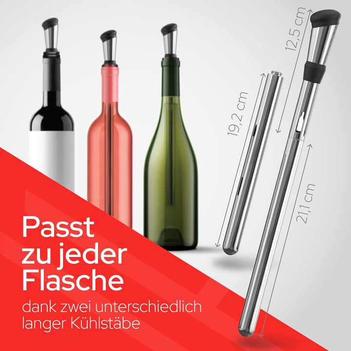 Haber&amp;Kremer® (2x) Weinkühlstab - Erstklassige Kühlung - Hochwertiger Weinkühler Stab aus 100% Edels