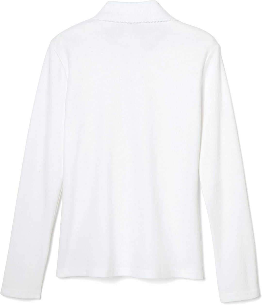French Toast Girls Size' Long Sleeve Interlock Polo with Picot Collar, White, Large/14/16/Plus