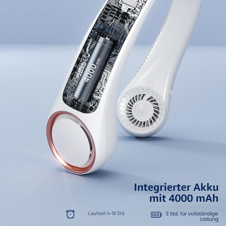 Morelax Tragbarer Hals Ventilator,4000 mAh Batteriebetriebener Tragbarer Persönlicher Ventilator,USB
