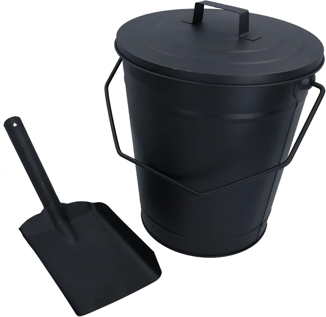 AB Tools Kohleeimer mit Deckel und 12,7 cm Schaufel, Metall, Asche, Ordentasche, Kohlenträger für Fe