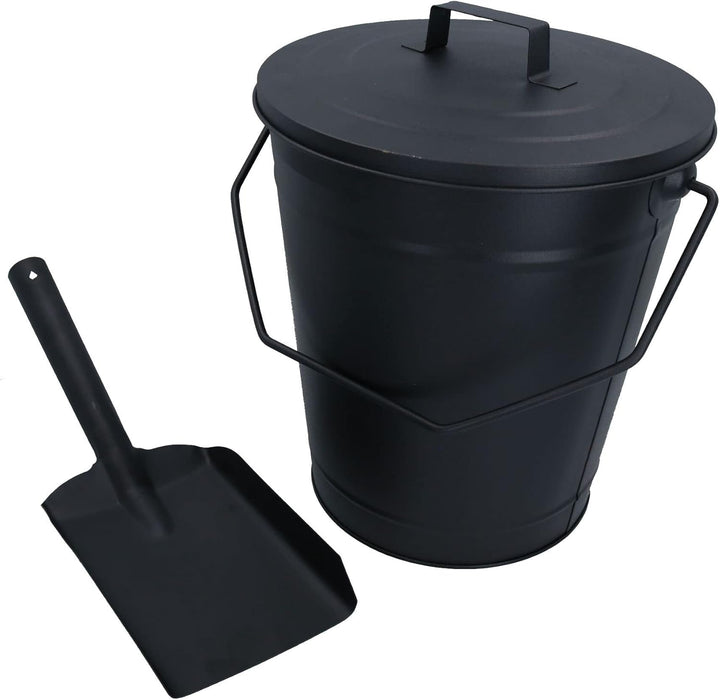 AB Tools Kohleeimer mit Deckel und 12,7 cm Schaufel, Metall, Asche, Ordentasche, Kohlenträger für Fe
