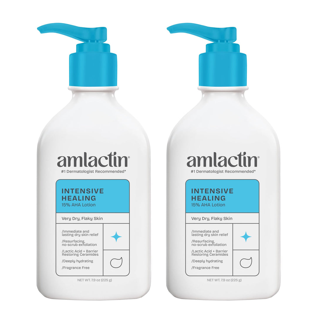 AmLactin Rapid Relief Restoring Lotion + Ceramides Twin Pack, (2) 7.9 Ounce Bottles, Paraben Free