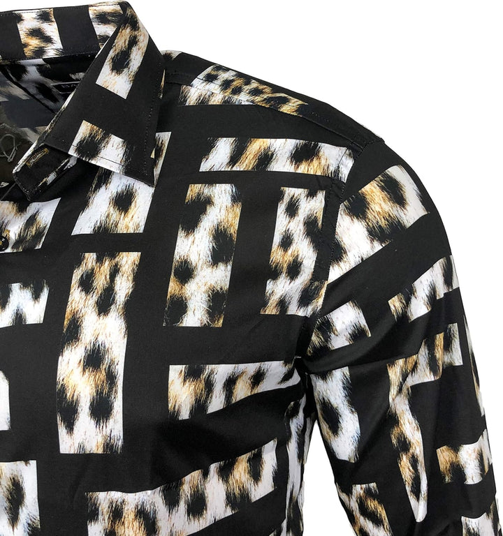 Blumen Hemden Herren Bunte Hemd Langarmhemd Muster Freizeitshemd Langarm Casual Mehrfarbig Shirt XXL