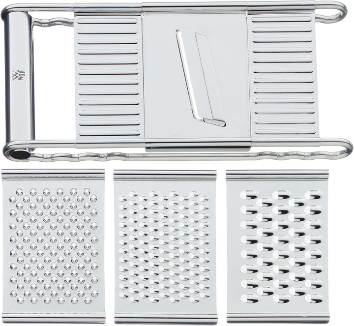 WMF Gourmet Gemüsereibe 12 x 18 cm, Edelstahl Reibe mit 4 Aufsätzen zum Hobeln, Raspeln& Profi Plus