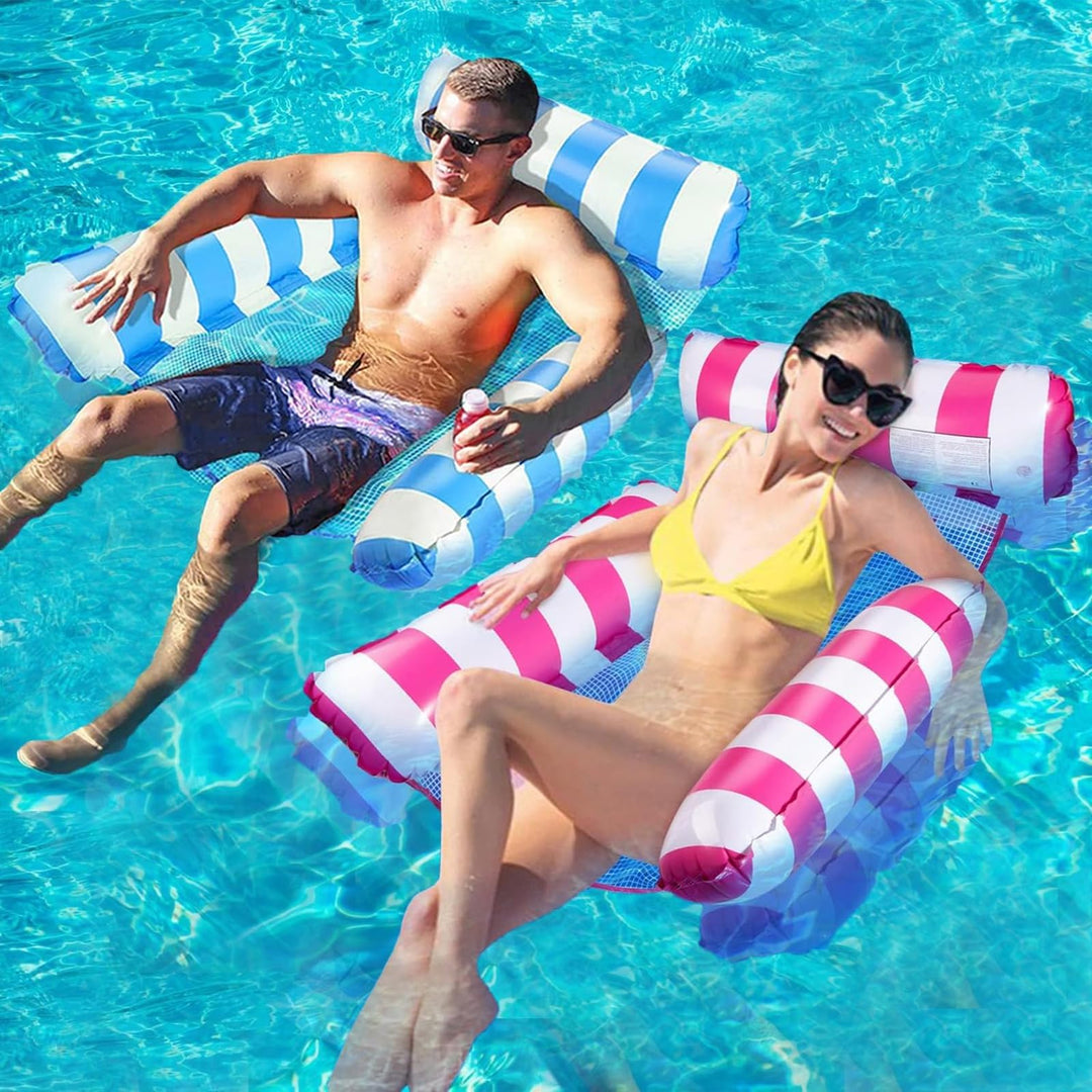 2 Stück Luftmatratze Pool 120 * 100 cm, Wasserhängematte mit Netz, Luftmatratze Wasser mit Netz Wass