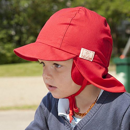 PICKAPOOH Baby/Kinder Sonnenhut/Sonnenmütze Tom mit UV-Schutz aus Reiner Bio-Baumwolle, Rot Gr. 48