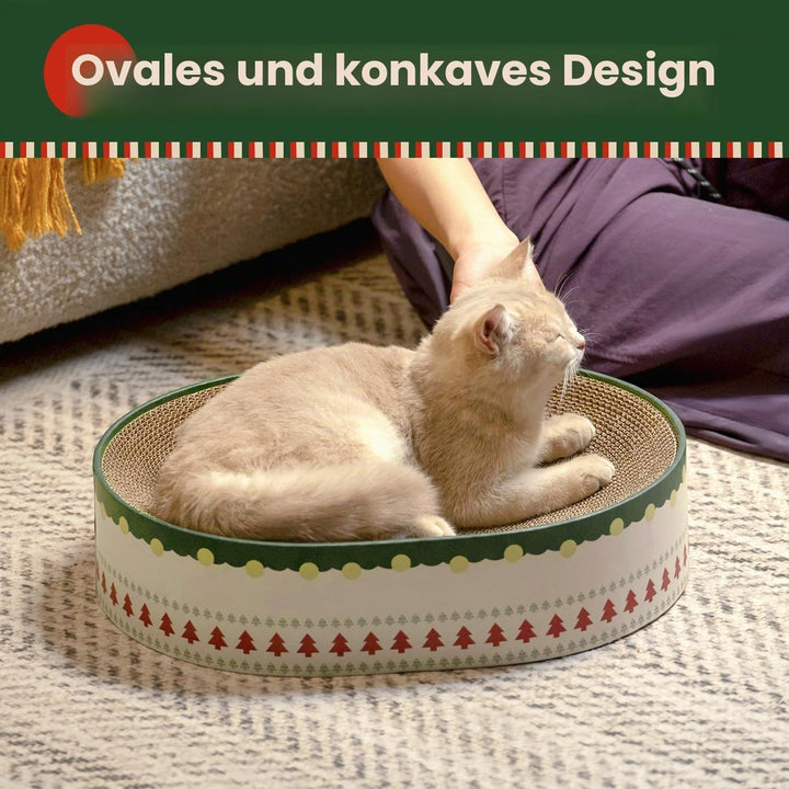 Conlun Kratzbrett Katze, Oval Kratzpappe für Katzen, Katzenbett aus Wellpappe, Lounge-Schale für Kat