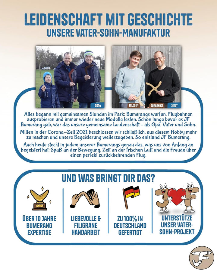ANFÄNGERSET - Handgemacht - Boomerang MÜNCHEN, LONDON & Beutel - Nachhaltig - Einzigartiges Geschenk
