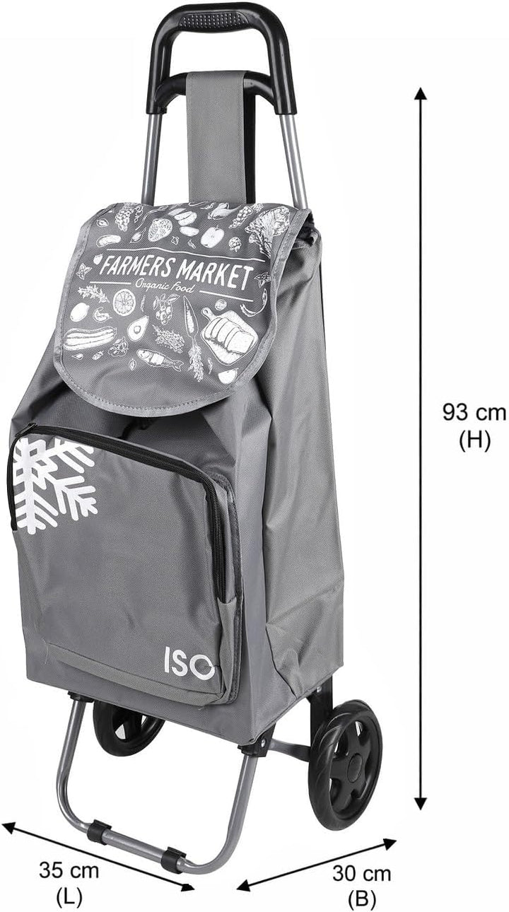 ELEPSO Einkaufstrolley mit Kühlfach 35L grau – Einkaufswagen leicht & stabil – Shopping Trolley für