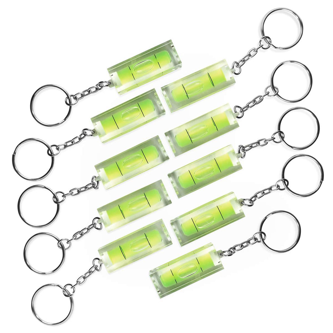 10x Mini-Wasserwaage aus Acrylglas mit Schlüsselanhänger, 10x