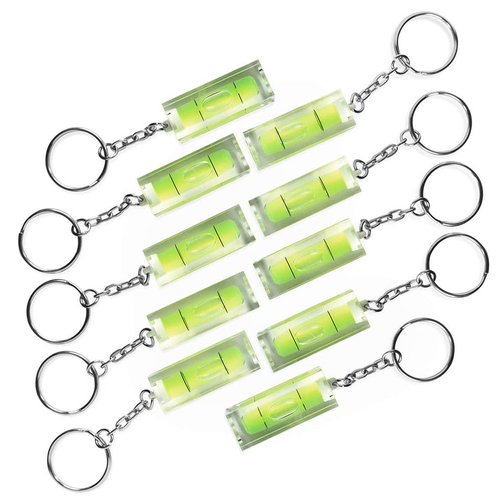 10x Mini-Wasserwaage aus Acrylglas mit Schlüsselanhänger, 10x