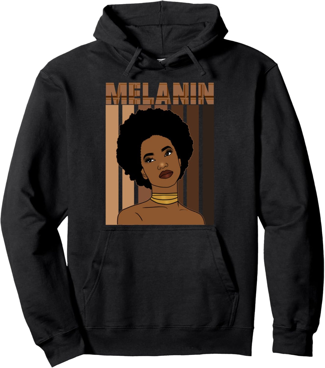 Oheneba: Melanin Drippin Afro Queen Black Pride Pullover Hoodie