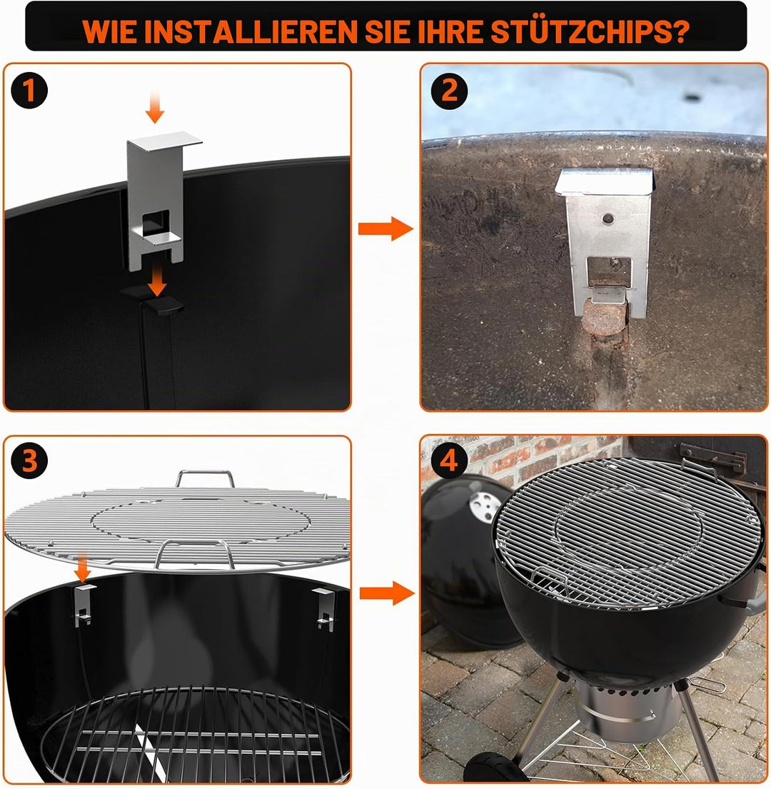 Onlyfire Edelstahl PizzaRing Kit mit Drehspiess, Komplettpaket Pizzaofen Umbausatz (incl. Pizzastein