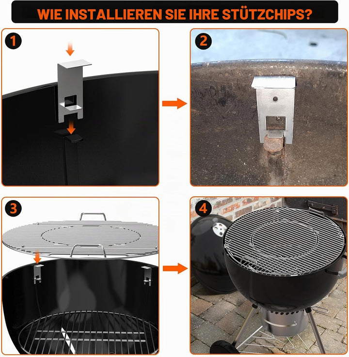 Onlyfire Edelstahl PizzaRing Kit mit Drehspiess, Komplettpaket Pizzaofen Umbausatz (incl. Pizzastein