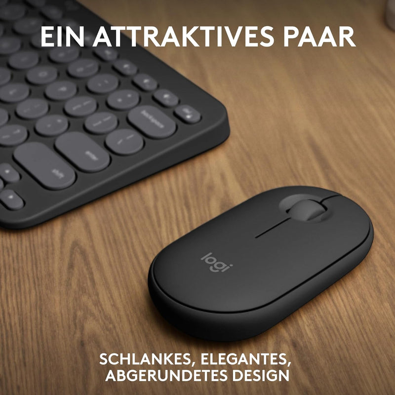 Logitech Pebble 2 Combo, kabellose Tastatur und Maus, leise und mobil, anpassbar, Logi Bolt, Bluetoo