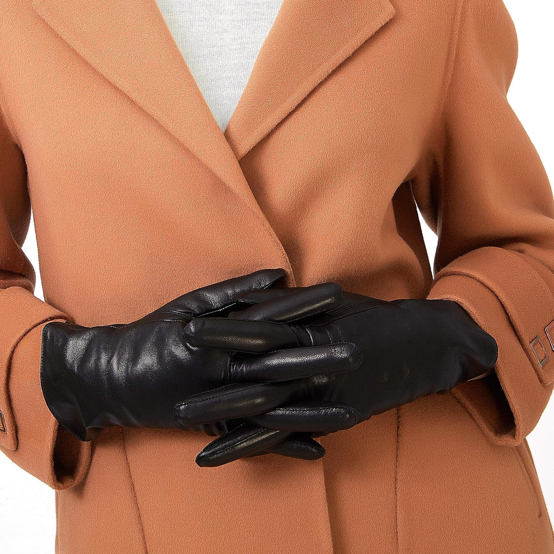 ZLUXURQ Damen Leder Handschuhe echtes Lammleder und mit Kaschmir Wolle gefütterte warme Winter Hands