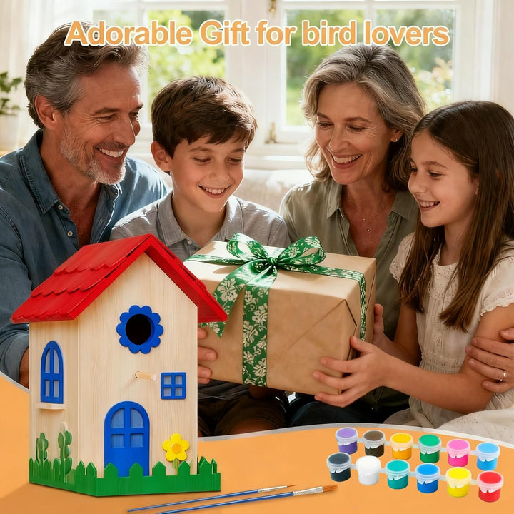 JAZUIHA Vogelhaus Bausatz XXL - DIY Holzvogelhaus Bastel Set zum Zusammenbauen und Bemalen - Hängend