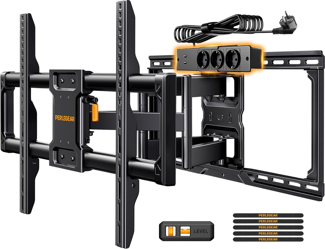 Perlegear TV Wandhalterung PGLF18 mit 822mm Langem Arm & PGLF11 TV Wandhalterung mit Steckdosenleist