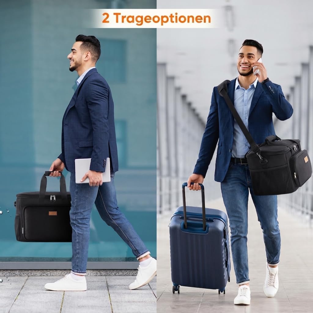 Lifewit Kühltasche klein, Isolierte Cooler Bag, Lunchtasche 32L 48 Dosen Schwarz 32L, Schwarz 32L
