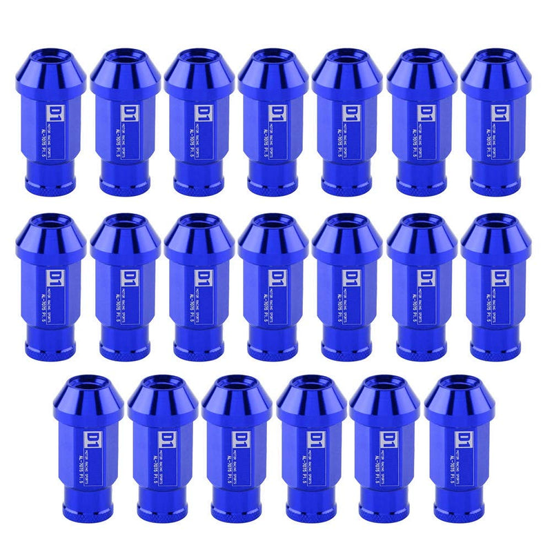 KIMISS Aluminium Autoreifenschraube, 20Pcs Radmuttern sichern Racing Radmutter M12X1.5(Blau)