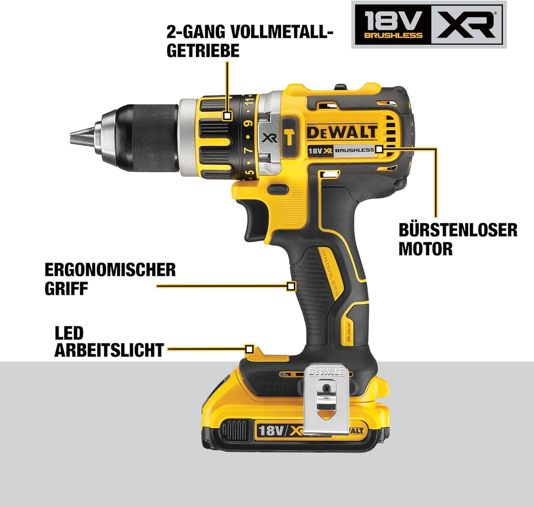 Dewalt 18 Volt 2-Gang Akku-Schlagbohrschrauber DCD795D2 (Bürstenloser Motor-Technologie, Vollmetallg