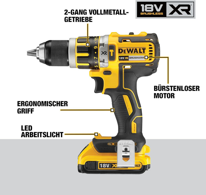 Dewalt 18 Volt 2-Gang Akku-Schlagbohrschrauber DCD795D2 (Bürstenloser Motor-Technologie, Vollmetallg
