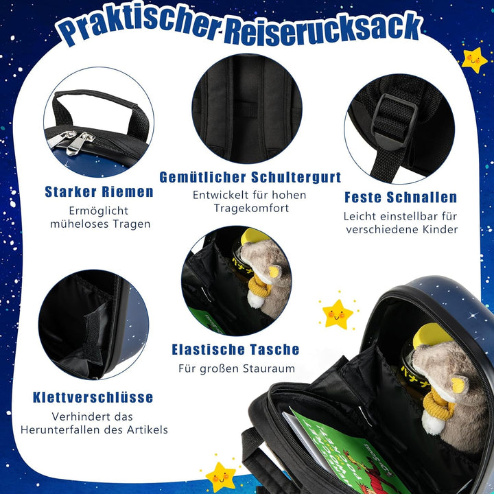 DREAMADE 2tlg. Kinderkoffer mit Rucksack, 16” + 12” Kinderkoffer Set, Kindertrolley Kindergepäck Han