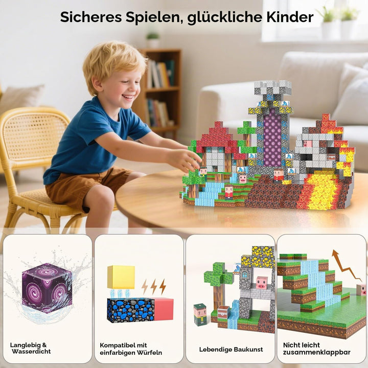 Magnetische Bausteine 100 PCS, Magnetbausteine für 3+ Jahr, Magnetic Blocks Spielzeug-Sets für Kinde