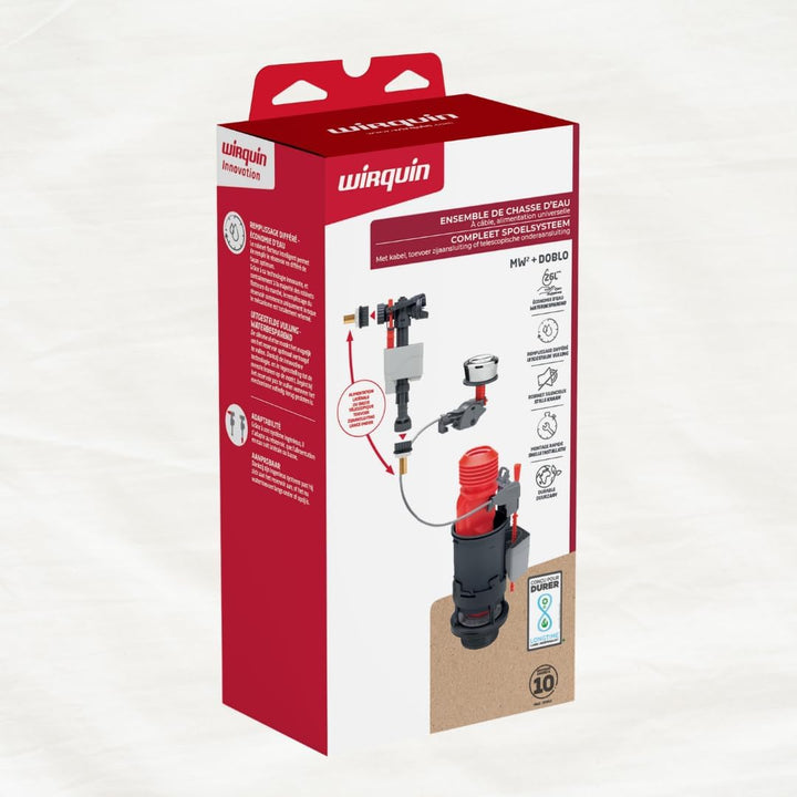 Wirquin 10722514 – Komplettset mit Doppelspülung, MW2-Mechanismus und Schwimmerventil Doblo