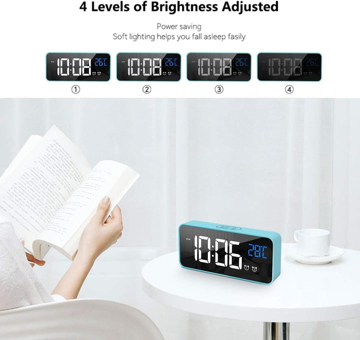 HOMVILLA Wecker, Wecker Digital mit Grosse LED Temperaturanzeige, Digitaler Wecker mit Dual Alarm, S