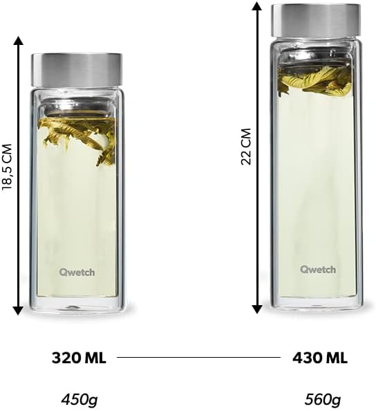 QWETCH Original Glas-Teekanne Track, Borosilikatglas, durchsichtig, 6.8 cm 320ml Durchsichtig, 320ml