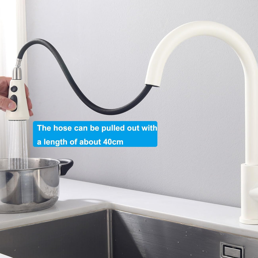 Wasserhahn Küche mit Ausziehbar Brause, Küchenarmatur mit 3 Strahlarten, 360° Drehbare Armatur Küche