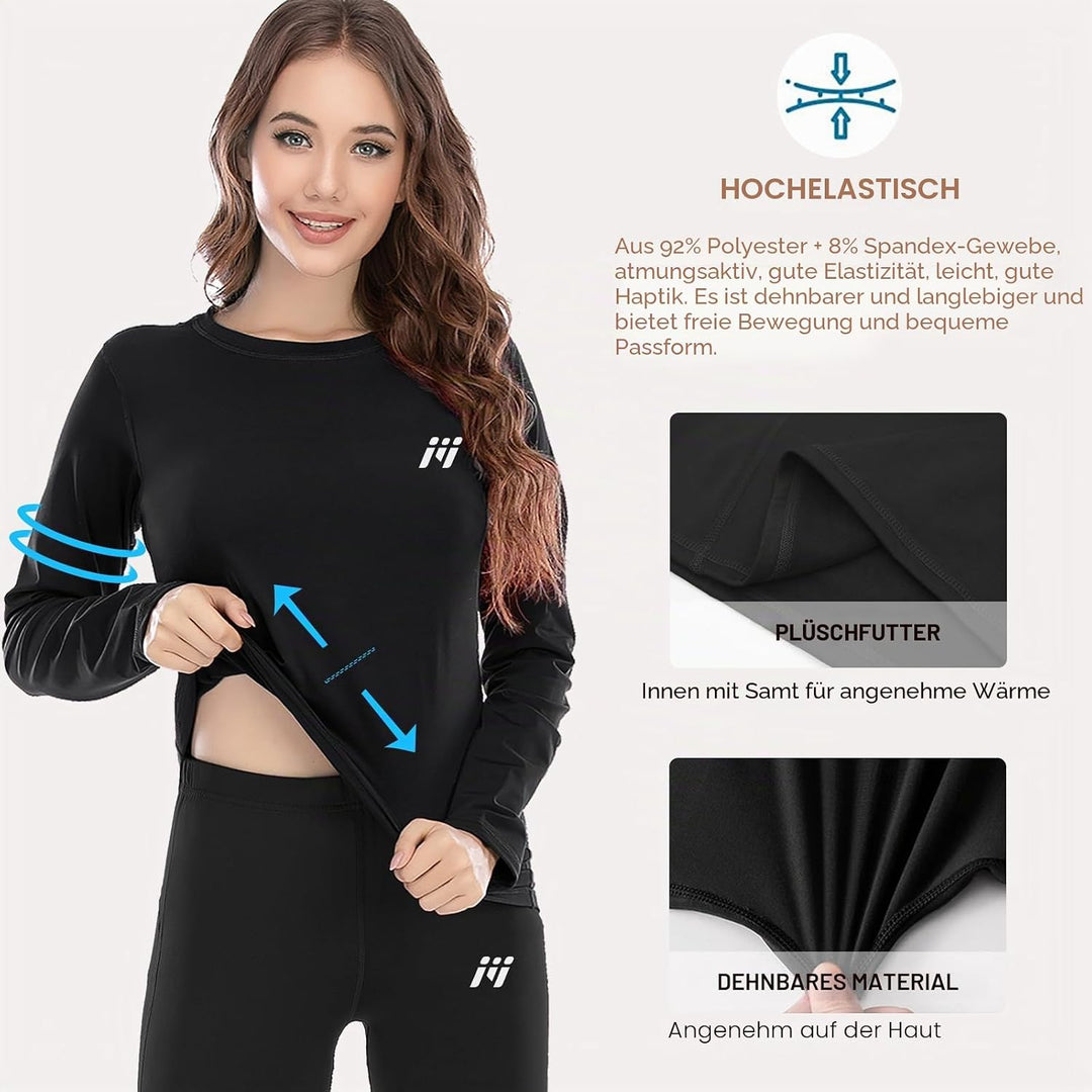 MEETWEE Thermounterwäsche Funktionsunterwäsche Damen, Skiunterwäsche Winter Set Atmungsaktiv Lange T
