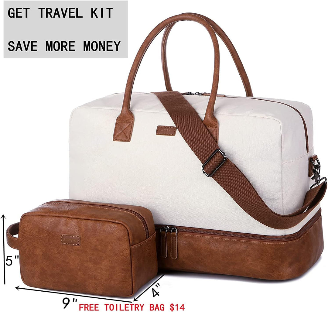 Damen Segeltuch Reisetasche Wochenendtasche Canvas Travel Duffel Weekender Tasche Handgepäck mit Sch