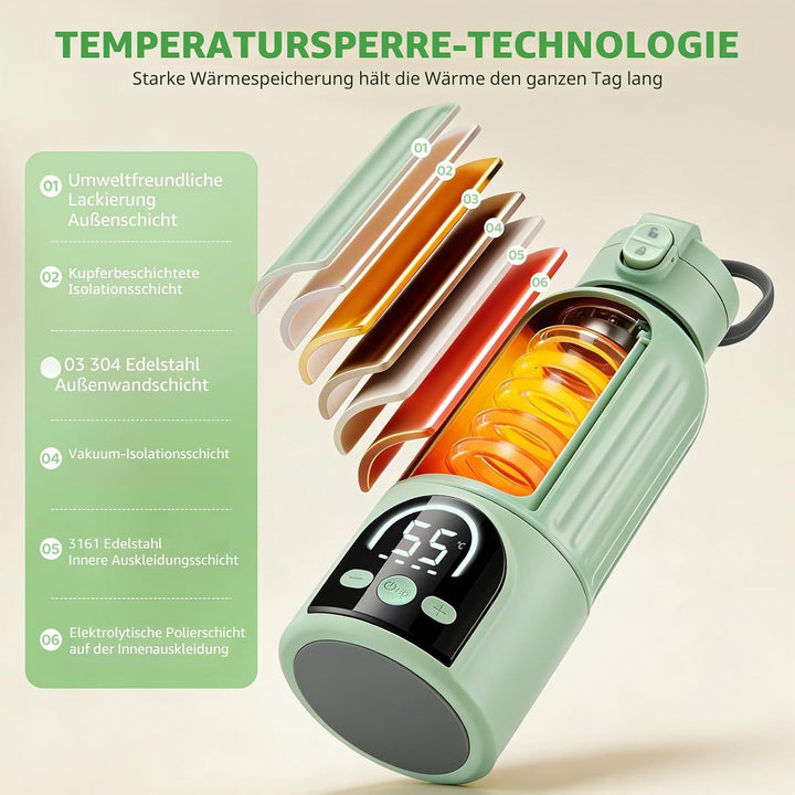Baby Flaschenwärmer Tragbar 500ml, 18000mAh, 140W Schnelle Aufheizung &amp; Präzise Temperaturkontrolle,