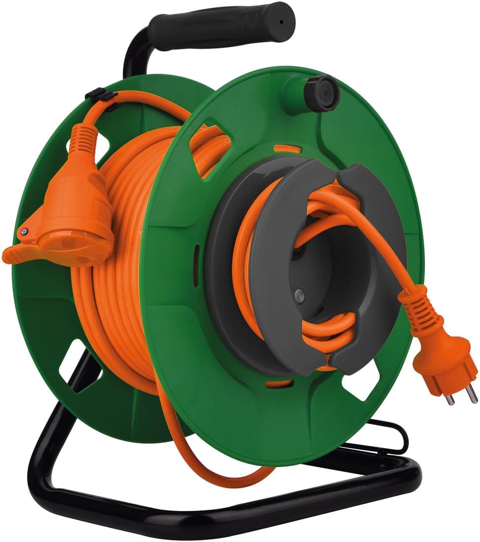 Kabeltrommel für den Garten, wasserdicht, IP44, orangefarbenes Kabel, 3G1,5 mm², 32 + 3 m, mit 16 A