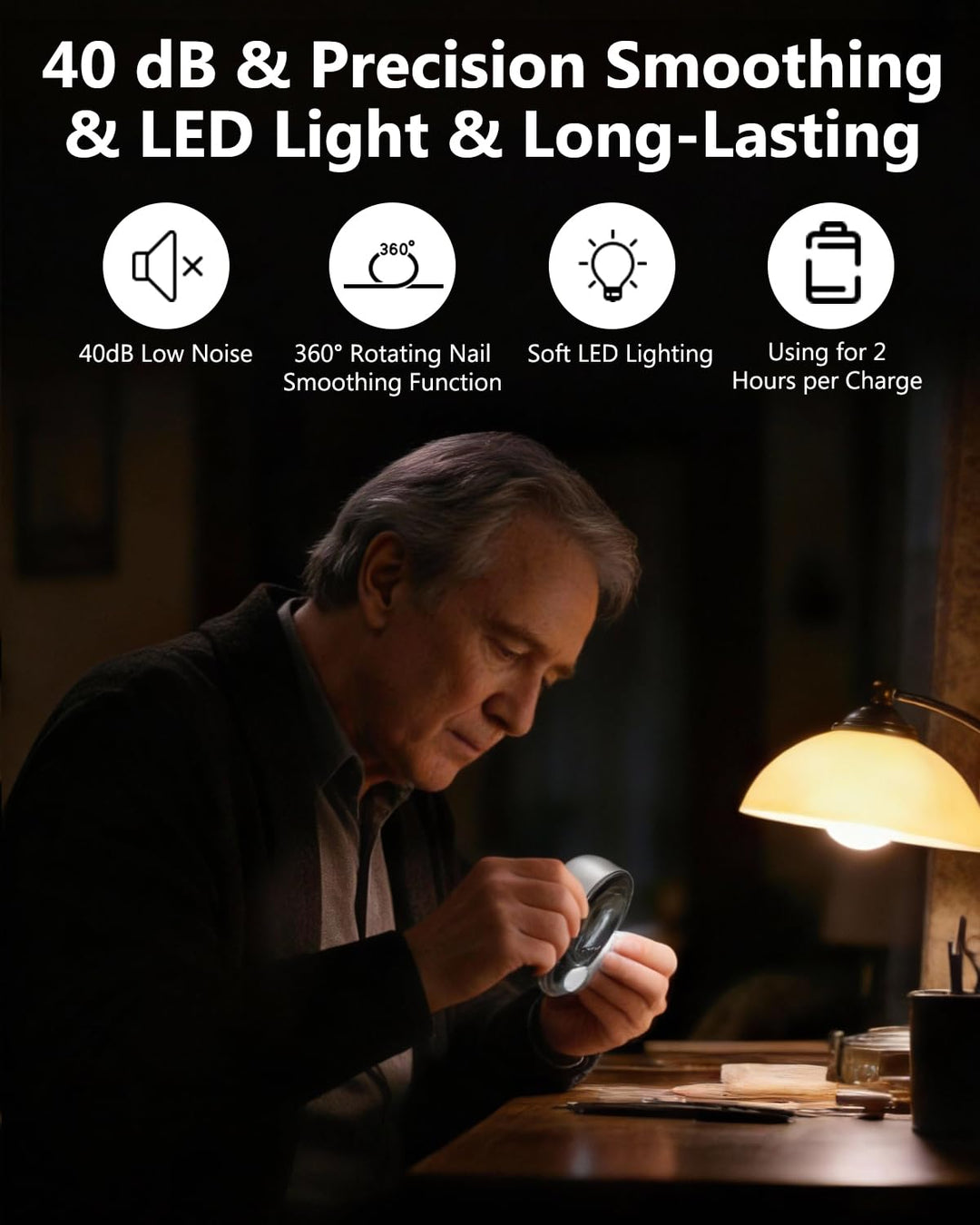 Aokitec Elektrischer Nagelknipser mit doppeltem Sicherheitsklingendesign LED-Licht 3-Speed, 2-in-1 N