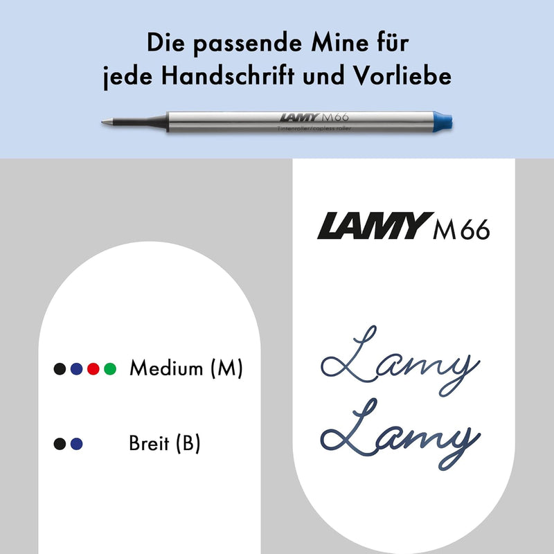 LAMY Set aus 1x swift Tintenroller 330 aus Edelstahl in schwarz und 1x Echtleder-Etui in der Farbe s