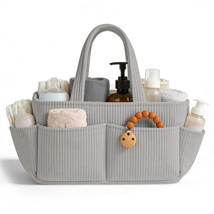 Wickelkorb Cord für Wickeltisch,Baby Windel Caddy Organizer mit Wechselbaren Fächern,Stilvoller Aufb